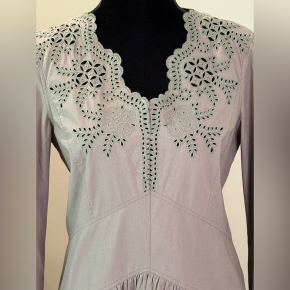 Women’s REBECCA TAYLOR LA VIE Olive green embroidered poplin dress- Size Medium - Picture 4 of 10